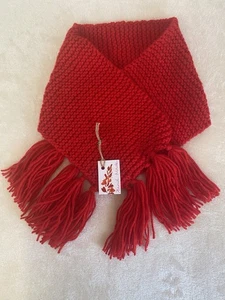 Handgestrickter Kinder Winterschal rot super weich mit Quasten Weihnachtsgeschenk - Bild 1 von 6