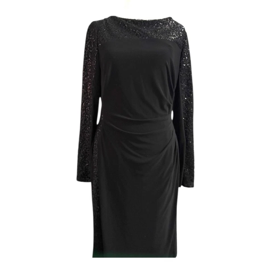 Vestido de cóctel para mujer American Living negro lentejuelas talla 10 baile semiformal Foto 1 de 4