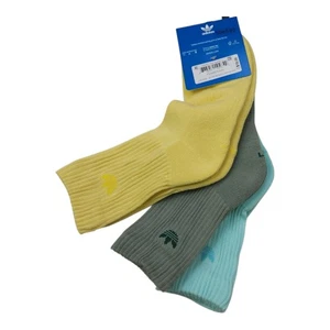 Adidas High Quarter Socks 3 Pack Mens L Moisture-Wicking Green Yellow - Picture 1 of 7