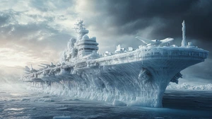 Leinwandbild Frozen Schlachtschiff Eisblau- und Grautöne Wandbild Poster Druck - Bild 1 von 22