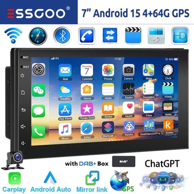 DAB+ Android 15 4+64G ChatGPT Carplay Autoradio GPS NAVI WiFi FM Bluetooth 2 DIN - Bild 1 von 4