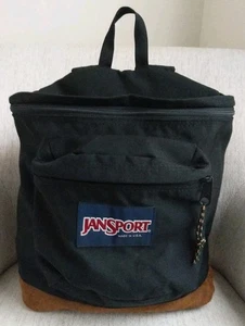 Vintage Jansport Daypack Rucksack schwarz Lederboden Made in USA - Bild 1 von 11
