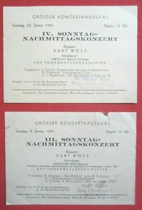 Orig. Biglietti invito sala concerti musica orchestra concerto Vienna 1949  - Foto 1 di 5