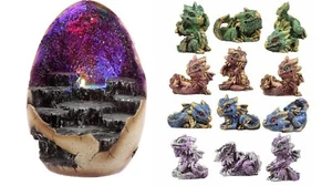 Baby Drache lila Geode Kristallhöhle STÄNDER MIT FIGUREN, Display Sammlung LED - Bild 1 von 7
