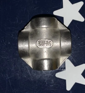 Merit 1/4” 150# 304L Threaded CROSS Stainless Steel FNPT Pipe - Picture 1 of 6