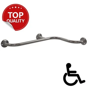 Winkelgriff waagerecht für barrierefreies Bad 100/70cm aus Edelstahl DN32 mm - Bild 1 von 11