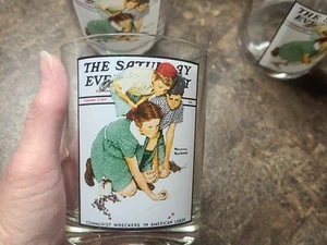 Vaso de vidrio Norman Rockwell 1939 Knuckles Down 1939 Norman Rockwell Saturday Night Post - Imagen 1 de 8
