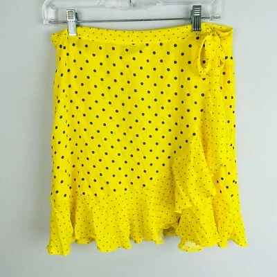 Falda envolvente Banana Republic para mujer Rockabilly amarilla a lunares con volantes 8 Foto 1 de 4
