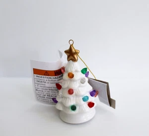 Wondershop White Ceramic Retro Christmas Tree Lit Ornament 4" NWT - Picture 1 of 3