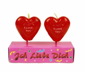 HAAC Kerzenset Ich liebe dich mit Kerzen in Herzform Herz Farbe rot oder pink - Bild 1 von 5