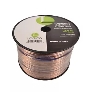 Car Home Audio Speaker Wire 12 Gauge Bulk Audio Speaker Cable Transparent 250 ft - Picture 1 of 5