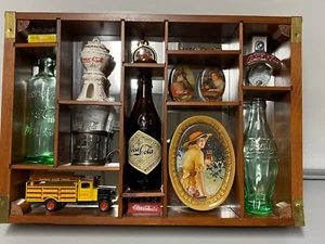 DRINK COCA COLA 100TH CENTENNIAL CELEBRATION SHADOW BOX WITH MULTIPLE ITEMS - Picture 1 of 8