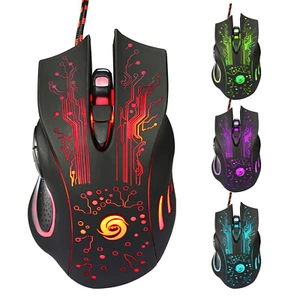 Gaming Mouse 6 Button USB Wired RGB Breathing Fire Button 3200 DPI Laptop PC - Picture 1 of 9