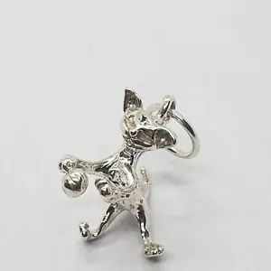 Vintage Sterling Silver Detailed Cat Kitten Playing With Ball Pendant Charm 20mm - Picture 1 of 11