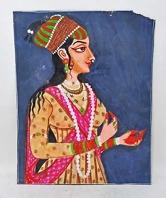 Pintura a mano vintage acuarela sobre papel étnica novia mujer original antigua Foto 1 de 3