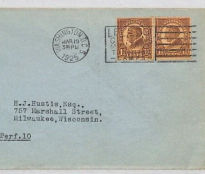 USA 1925 FDC Scott.582 1½c Brown Pair ROTARY PRINT PERF 10 First Day Cover YU108 - Image 1 of 4