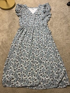 Daniel Rainn DR2 Womens L Flora Blue Maxi Dress - Picture 1 of 8