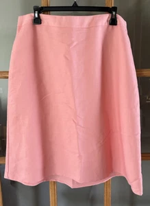 NWT Villager So Easy Side Zip Knee Length Skirt Women's Sz 16 Pink Linen Blend - Picture 1 of 4