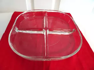 Bandeja dividida/plato/plato de vidrio transparente contemporáneo de 9 1/4" - nuevo sin etiquetas - Imagen 1 de 3