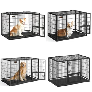 Hundekäfig L/XL/XXL Gitterbox Haustierkäfig 2 abnehmbare Türenschwarz - Bild 1 von 29