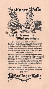 Esslinger Wolle - 1928 - Historische Werbung ~7x12cm - Bild 1 von 1
