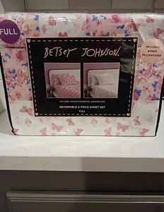 Betsey Johnson Floral & Butterfly FULL Sheet Set Pink Super Soft Reversible  - Picture 1 of 6