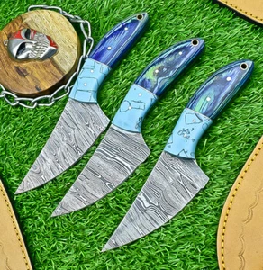 Custom Made LOT OF 3 PC Damascus Steel skinning knives, hunting knives, SN-1377 - Picture 1 of 9