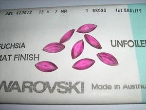 Full Package,144 Perfect Swarovski Navette Stones,15x7mm Fuchsia Mat F. #4200/2 - Picture 1 of 1