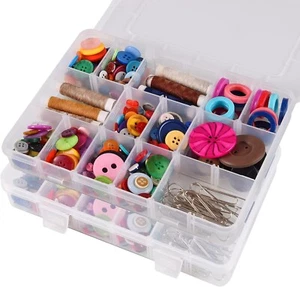 3Pcs Jewelry Box Plastic Bead Storage Container Earrings Organizer 15 Grids New - Picture 1 of 4