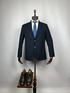 Blazer Linea Sartoriale Para Hombre Negro Lana Medio Forrado Parche Bolsillos EE. UU. 42 UE 52 - Imagen 1 de 13