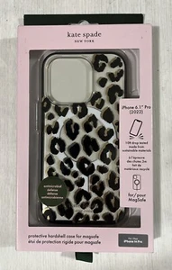 Kate Spade Hardshell Magsafe Case iPhone 14 Pro (6.1" Large Cam) Leopard Blackš„ - Picture 1 of 1