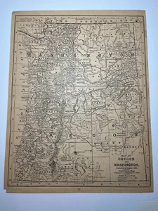 1894 OREGON & WASHINGTON B&W Map Mounted on Acid-Free Card Stock SEE DESCRIP - Picture 1 of 4