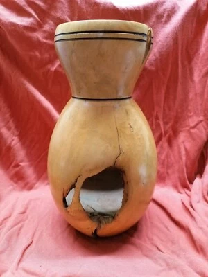 Jarrón de madera decorativo girado a mano 9,25" jarrón de barril Foto 1 de 4