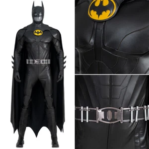 Michael Keaton Classic Batman Returns Cosplay Costume Men Outfit Yellow Emblem - Picture 1 of 25