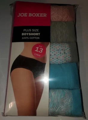 Joe Boxer Women's 100% Cotton Plus Size Boyshort Panties (5-Pack) - Image 1 of 4