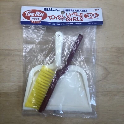 Vintage Tim Mee Toys DUST PAN & HAND BROOM Sealed $.39 Package Circa 1960’s NEW - Image 1 of 4
