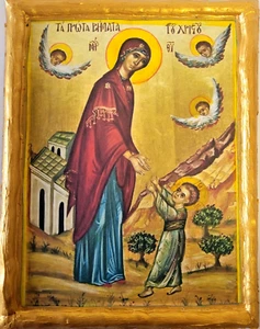 Primi Passi di Gesù Madre Santa Maria Bizantina Greca Ortodossa Orientale Icona - Foto 1 di 6