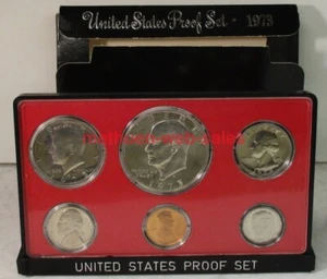 US Mint Proof Set~1973-s~Penny,Nickle,Dime,Quarter,Half,Dollar~Black Envelope - Picture 1 of 1