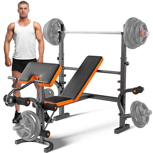 GIKPAL 6-in-1 Adjustable Weight Bench with Barbell Rack for Home Gym - Picture 1 of 12