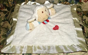 Baby Ganz RUFFLES Lamb security blanket White velour cream satin heart Lovey X - Picture 1 of 2
