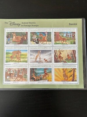 Estampillas postales coleccionables Disney Bambi Granada Granadinas historias de animales certificado de autenticidad Foto 1 de 4