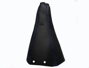 SAAB 93 9-3 (2003-2012) Cuffia Leva Cambio 100% Vera Pelle - Cuciture Blu - Picture 1 of 1