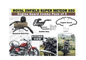 Black "Crash Guard Combo Pack Of 3" Fit For Royal Enfield Super Meteor 650 - Bild 1 von 24