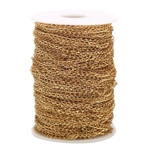 Wholesale Gold Plated Stainless Steel Chain Findings for Necklace Making 3mm New - Picture 1 of 3