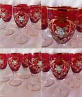 Czech Bohemia  Glass - Red Wine Glasses 14Cm Decorated Gold And Enamel 6Pc