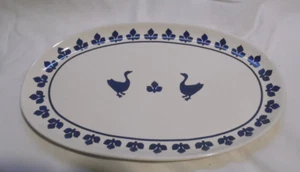 LBC C1/ GENEVIEVE LETHU GRAND PLAT OVALE DECOR BLEU OIE JEANNETTE ANNEE 2000 - Picture 1 of 4