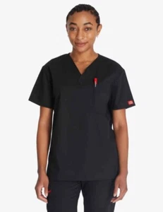 Dickies Black Unisex EDS Signature V- Neck Scrub Top Size L Large Style 83706 - Picture 1 of 10
