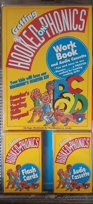 Vtg Sealed Hooked On Phonics Beginners Starter Kit Workbook Flash Cards Cassette - Image 1 of 4