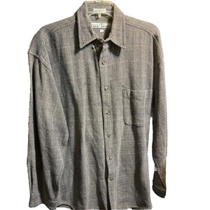 M E Sport Vintage Men’s Shirt L Brown Long Sleeve Button Outdoor Chamois Flannel - Picture 1 of 11