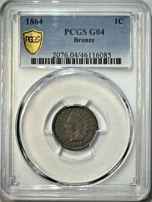 1864 Indian Cent Bronze 1c - PCGS G04BN - Semi Key Date - Image 1 of 4